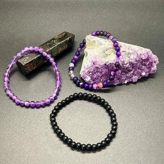 Amethyst Stress Relief Beaded Bracelet Set