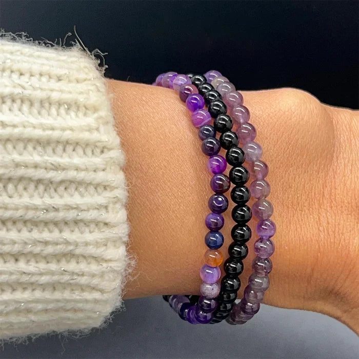 Amethyst Stress Relief Beaded Bracelet Set