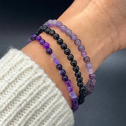 Amethyst Stress Relief Beaded Bracelet Set